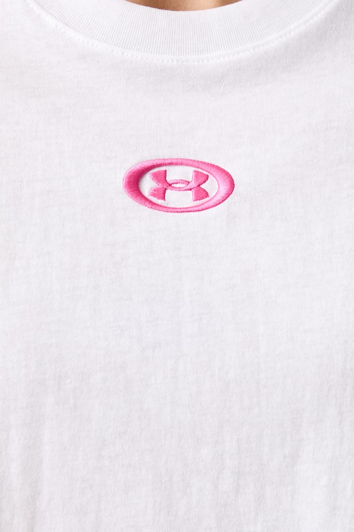 Under Armour crop top damski z bawełną 6015217 biały