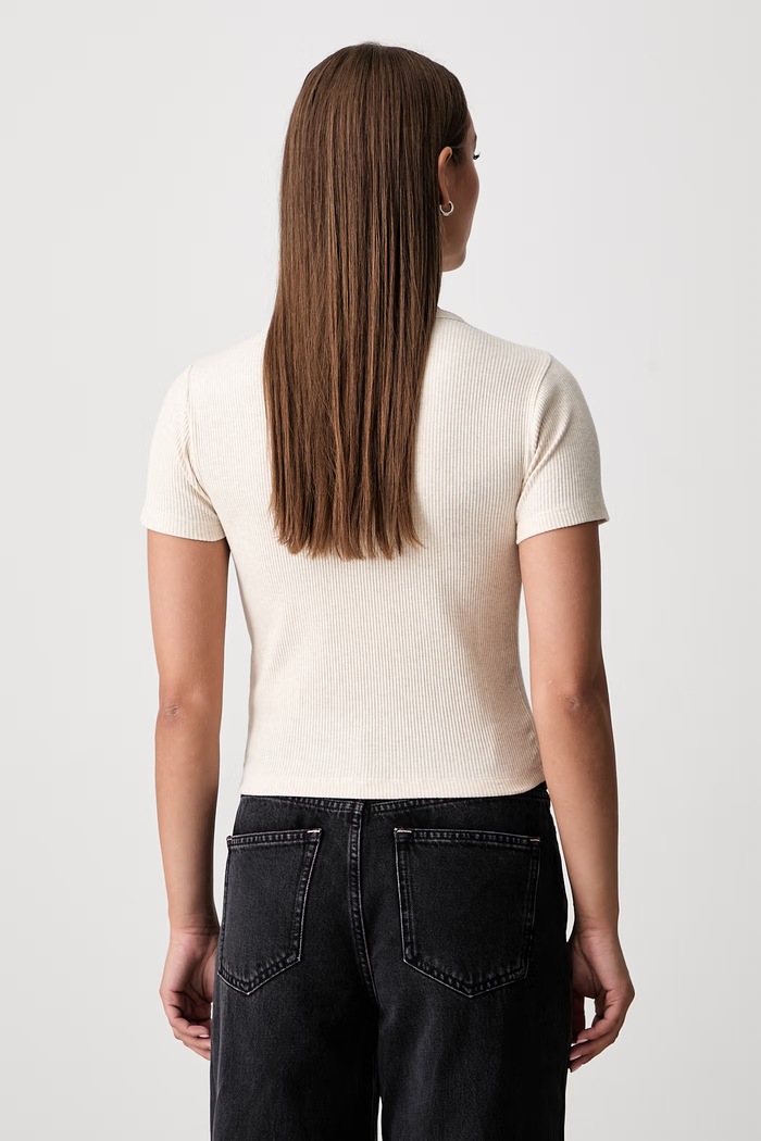 Odzież Scotch & Soda crop top damski bawełniany z elastanem U9A01625T beżowy