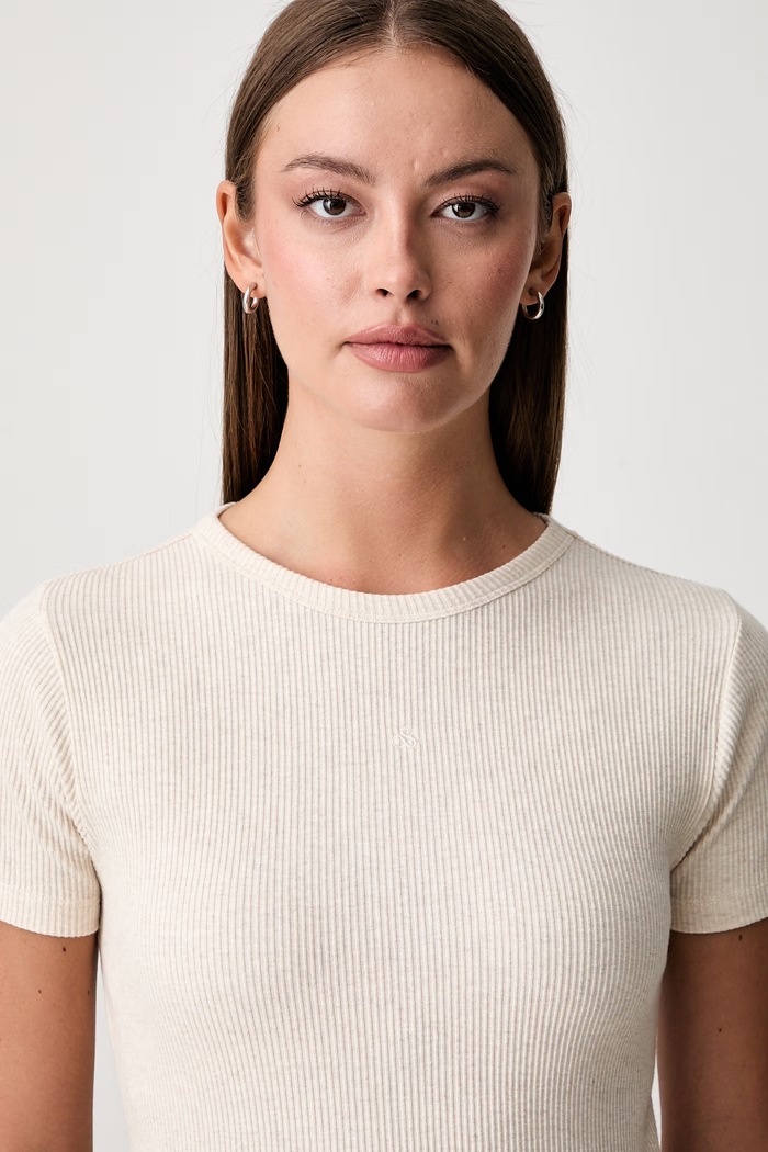 Scotch & Soda crop top damski bawełniany z elastanem beżowy U9A01625T