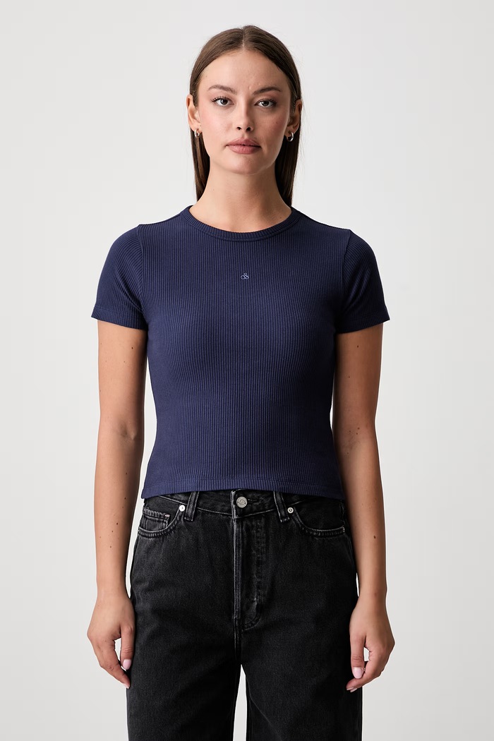 Scotch & Soda crop top damski bawełniany z elastanem granatowy U9A01625T