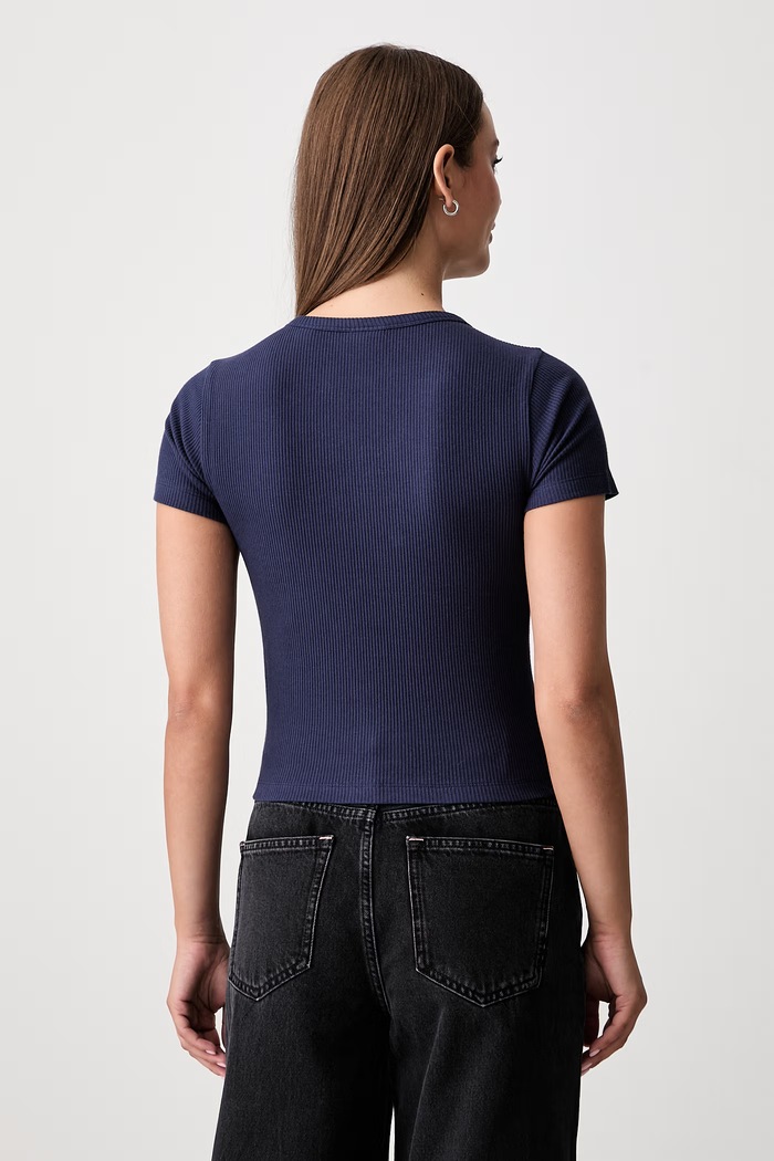 Odzież Scotch & Soda crop top damski bawełniany z elastanem U9A01625T granatowy
