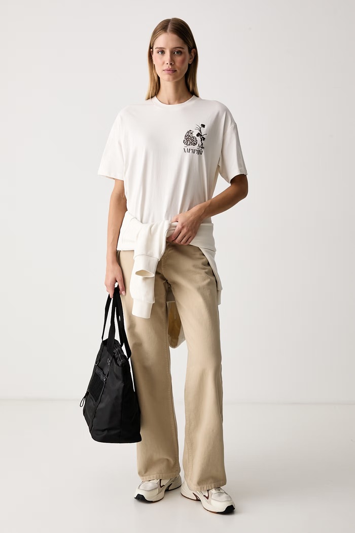 Napapijri T-shirt damski bawełniany Aral NP0A8A6NF0O1 beżowy AW26