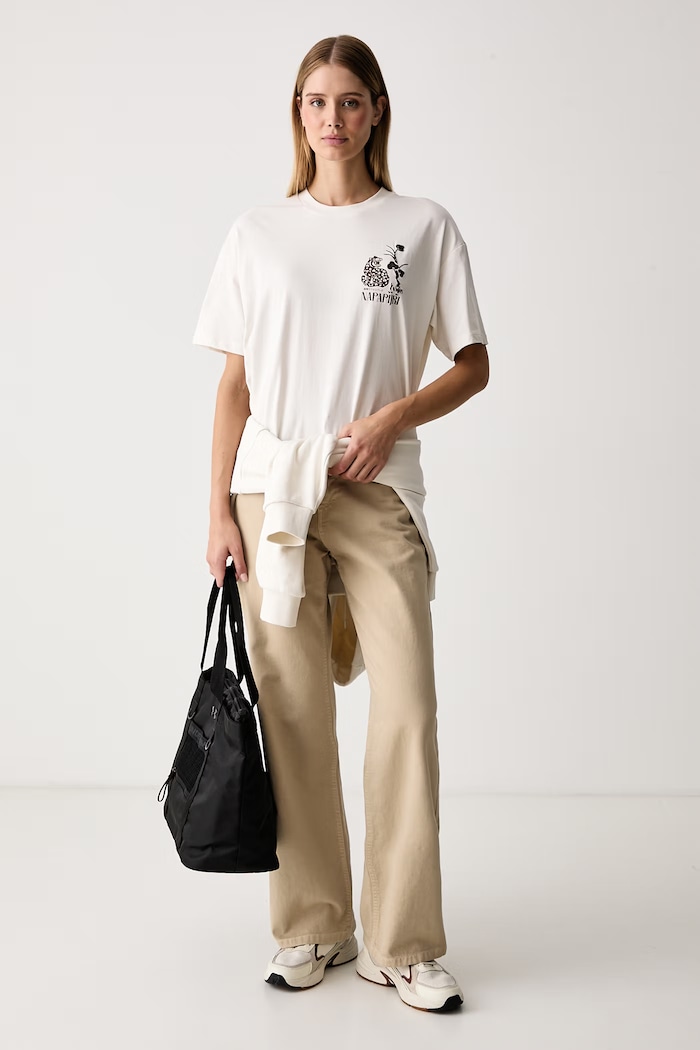 Napapijri T-shirt damski bawełniany Aral NP0A8A6NF0O1 beżowy AW26