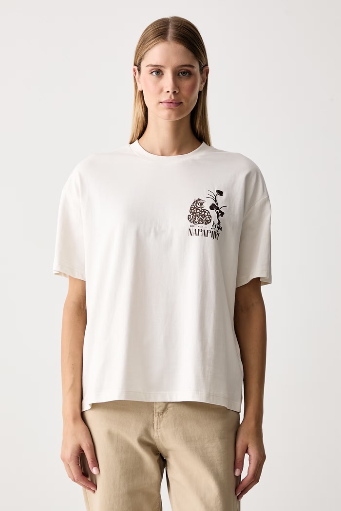 Odzież Napapijri T-shirt damski bawełniany Aral NP0A8A6NF0O1 beżowy