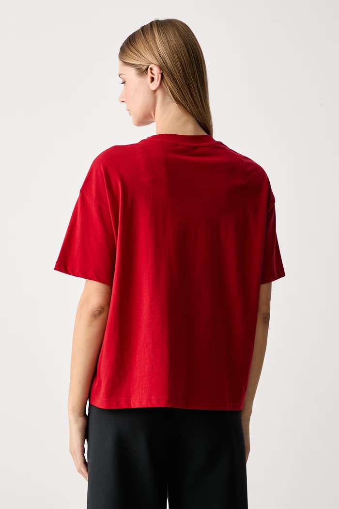Odzież Napapijri T-shirt damski bawełniany Aral NP0A8A6NR1F1 czerwony