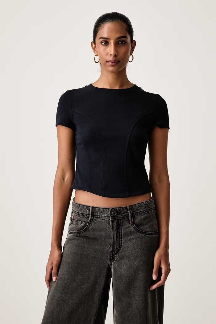 Miss Sixty T-shirt damski bawełniany z elastanem granatowy 6M3SJ15300