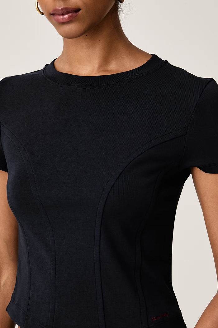T-shirt damski bawełniany z elastanem Miss Sixty 6M3SJ15300 granatowy