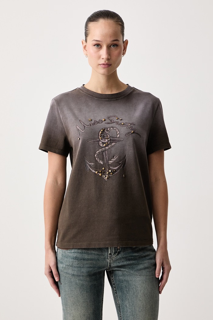 Miss Sixty T-shirt damski bawełniany brązowy 6M3SJ17100