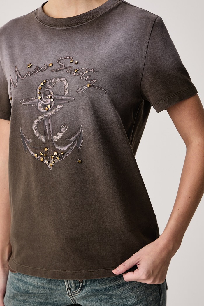 T-shirt damski bawełniany Miss Sixty 6M3SJ17100 brązowy