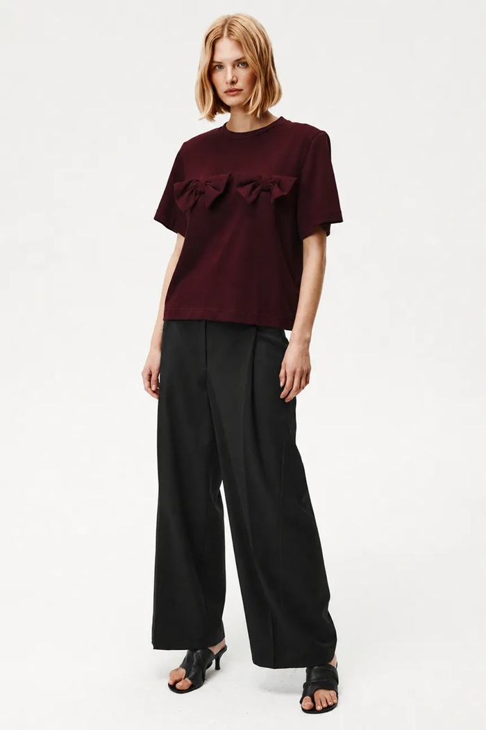 Undress Code T-shirt damski bawełniany z elastanem Everly 1370UC bordowy AW26