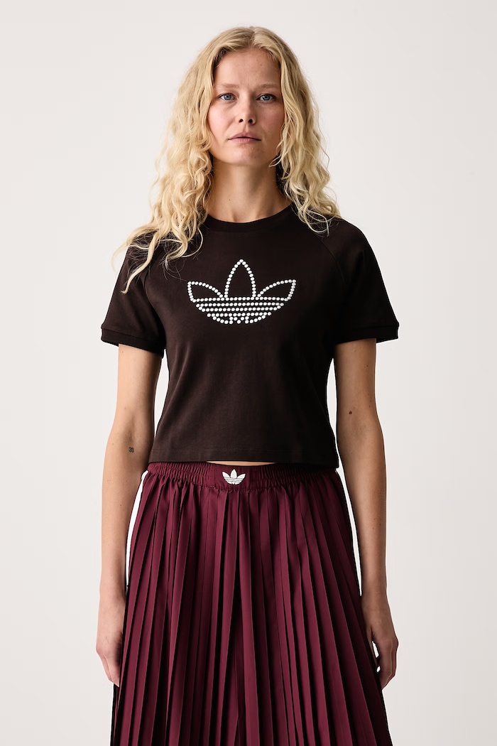 adidas Originals T-shirt damski bawełniany brązowy KT4670