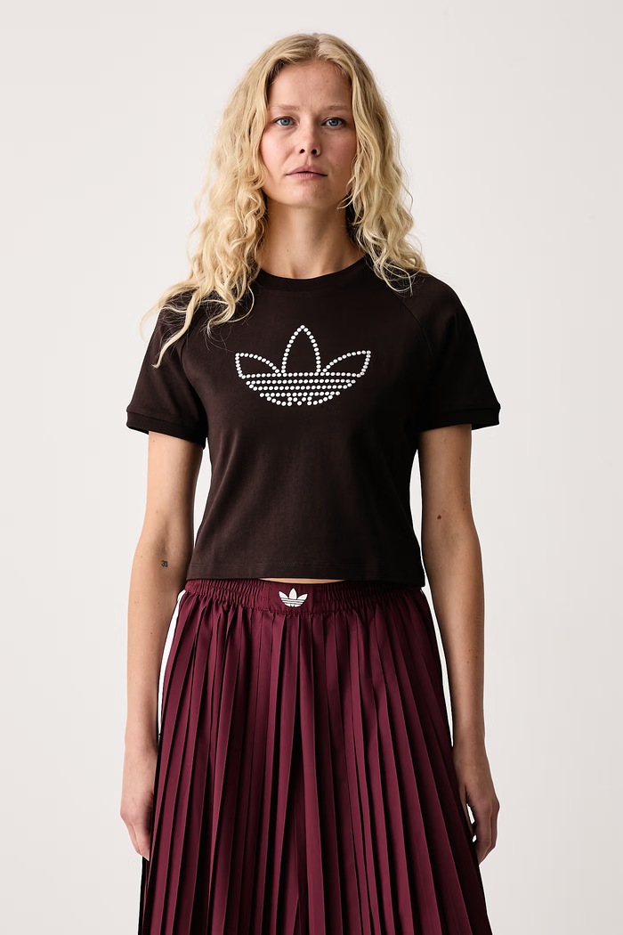 adidas Originals Tricou pentru femei din bumbac maro KT4670