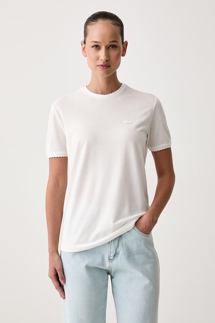 Lacoste T-shirt damski z lyocellem biały TF8366