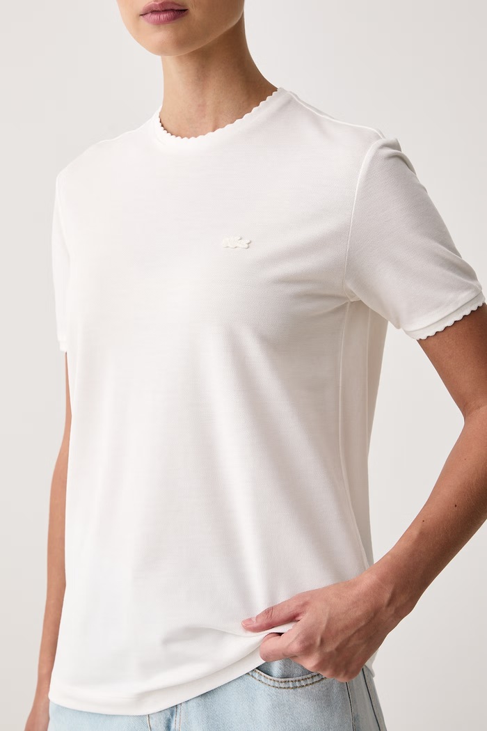 T-shirt damski z lyocellem Lacoste TF8366 biały