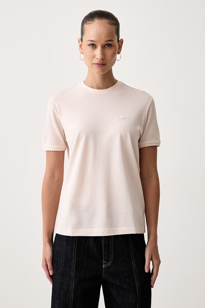 Lacoste T-shirt damski z lyocellem różowy TF8366