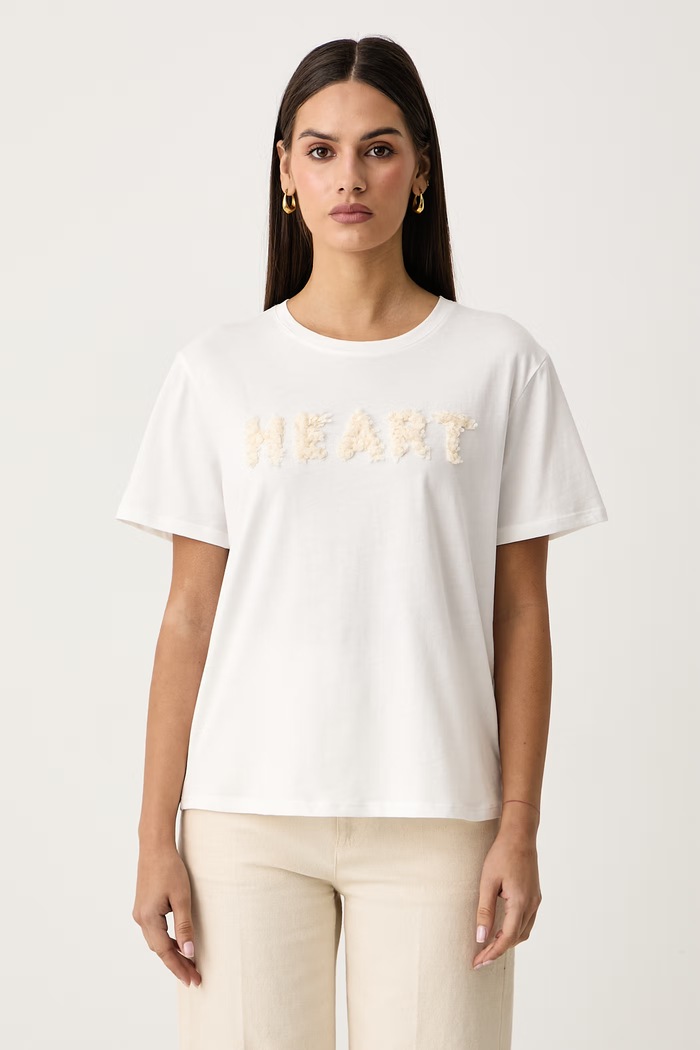 Morgan T-shirt damski bawełniany biały DHEART