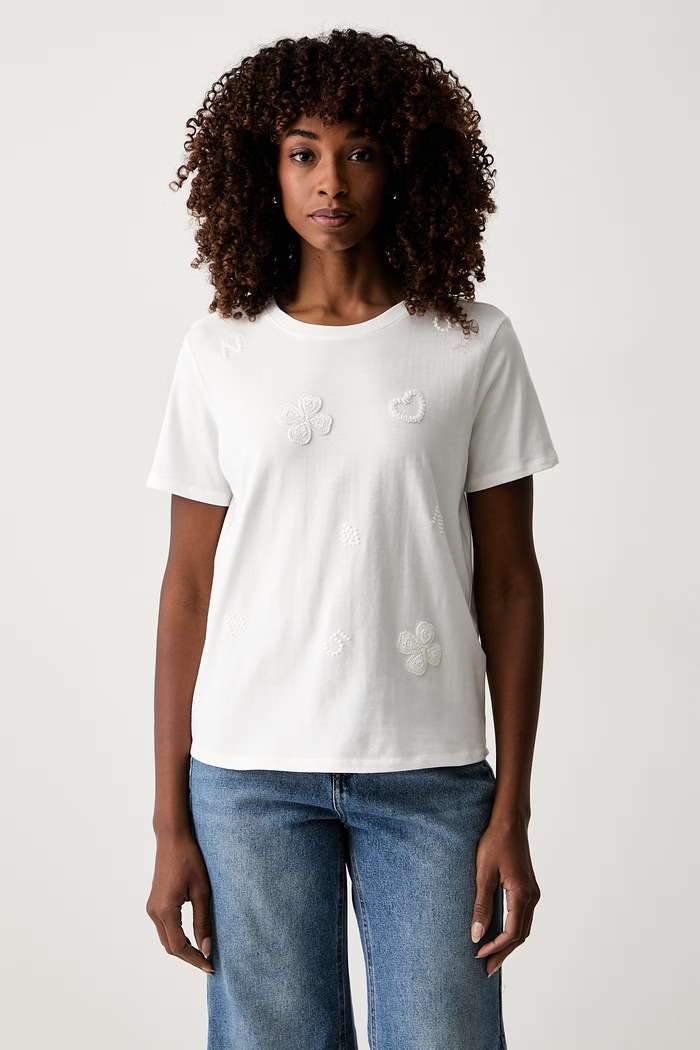 Morgan T-shirt damski bawełniany biały DESSI