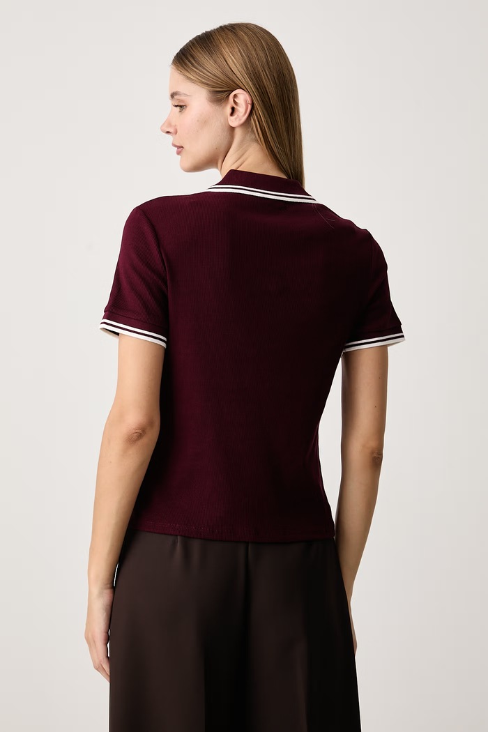 Morgan Polo damskie bawełniane z elastanem DORA bordowy AW26