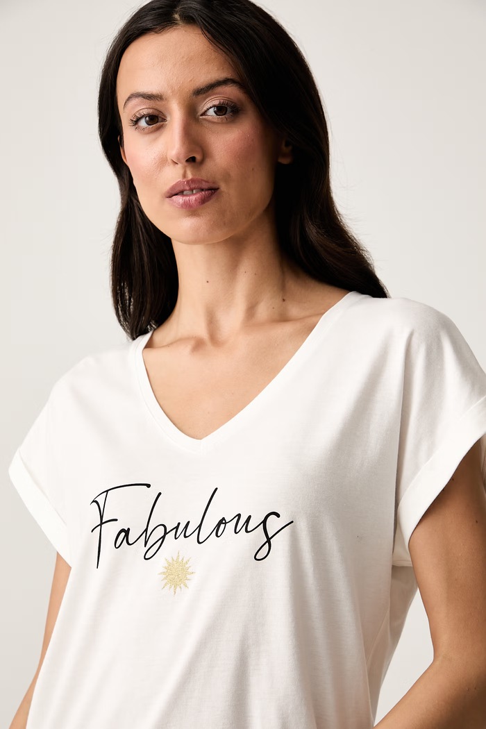 Morgan T-shirt damski z modalem beżowy DFABI