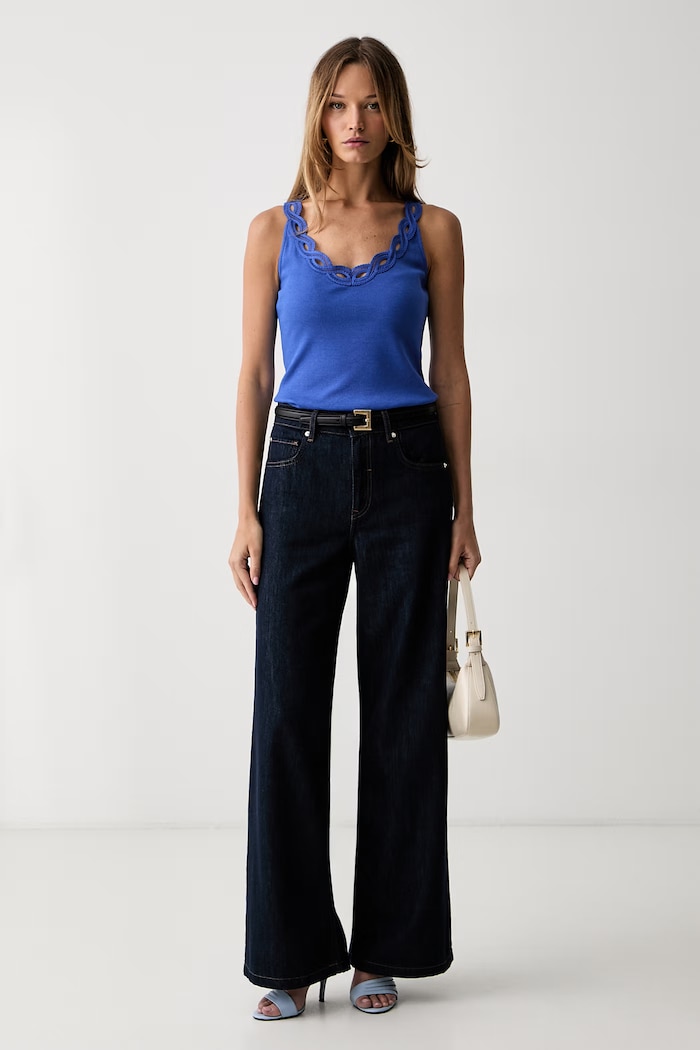 Morgan топ жіночий з віскозою BSUMMER блакитний AW26