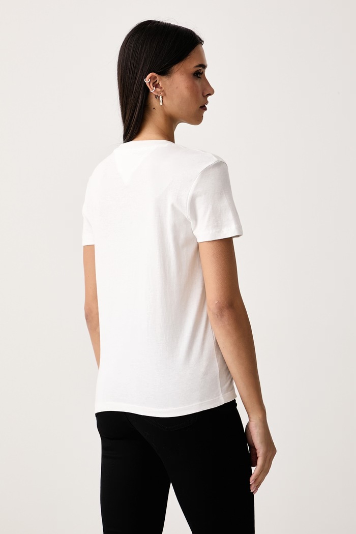 Odzież Tommy Jeans T-shirt damski z bawełną DW0DW23527 biały