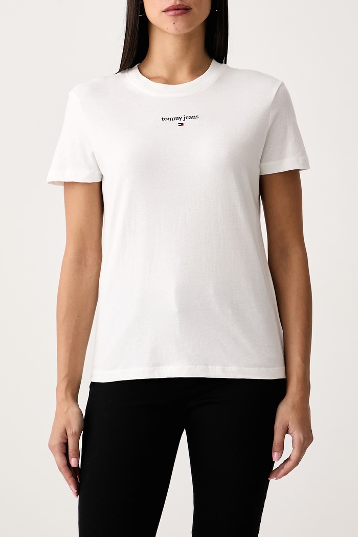 T-shirt damski z bawełną Tommy Jeans DW0DW23527 biały