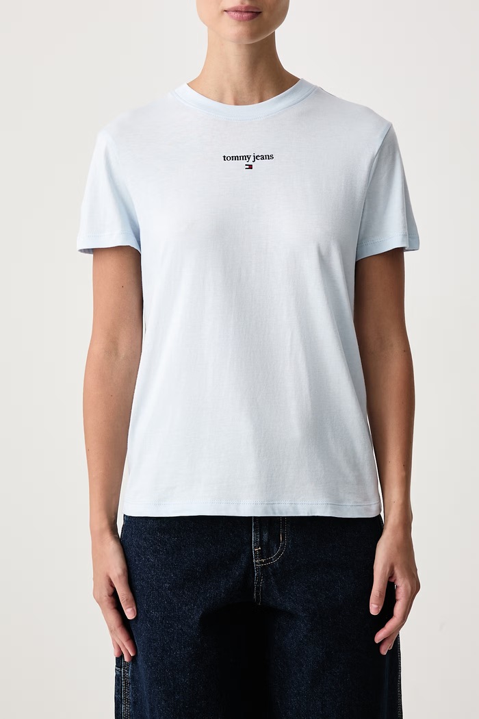 T-shirt damski z bawełną Tommy Jeans DW0DW23527 niebieski
