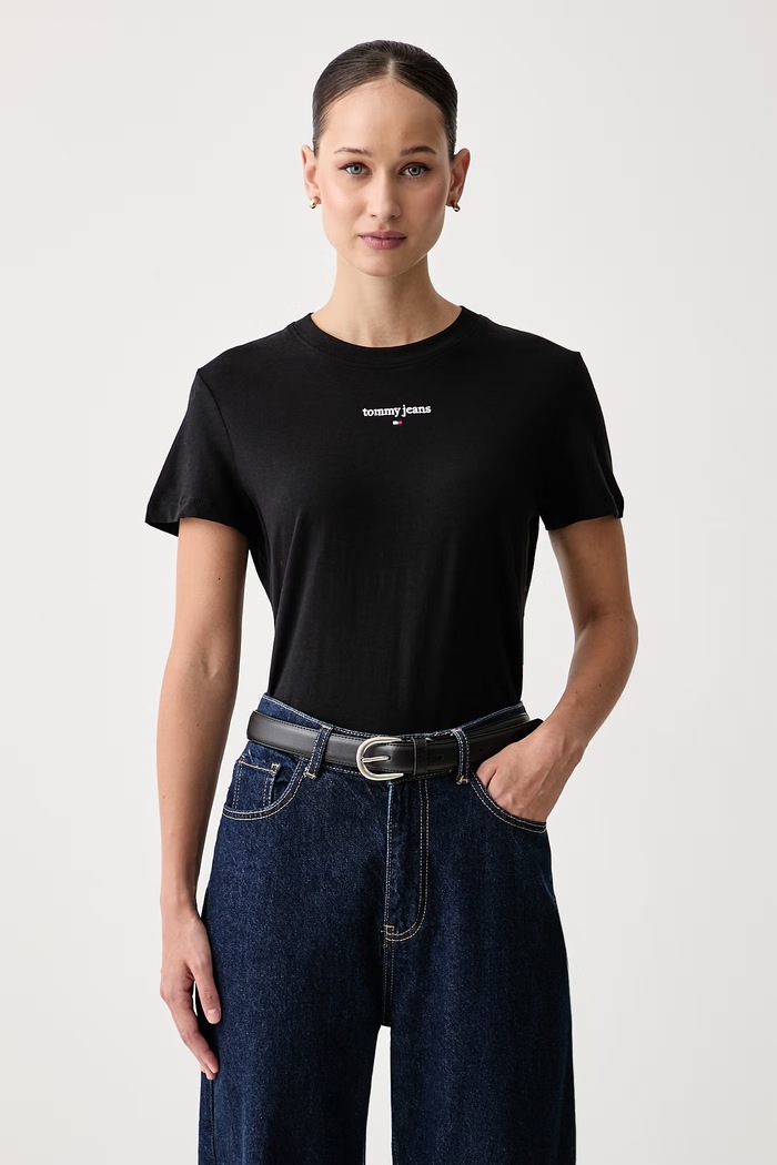 Tommy Jeans T-shirt damski z bawełną czarny DW0DW23527