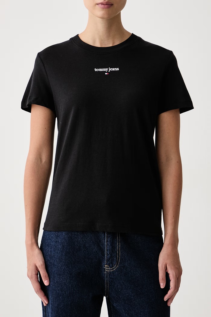 T-shirt damski z bawełną Tommy Jeans DW0DW23527 czarny