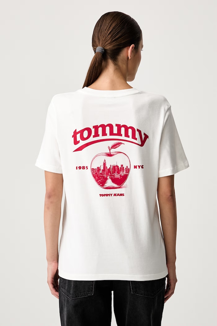 Tommy Jeans kratka majica ženska bombažna bela DW0DW23526
