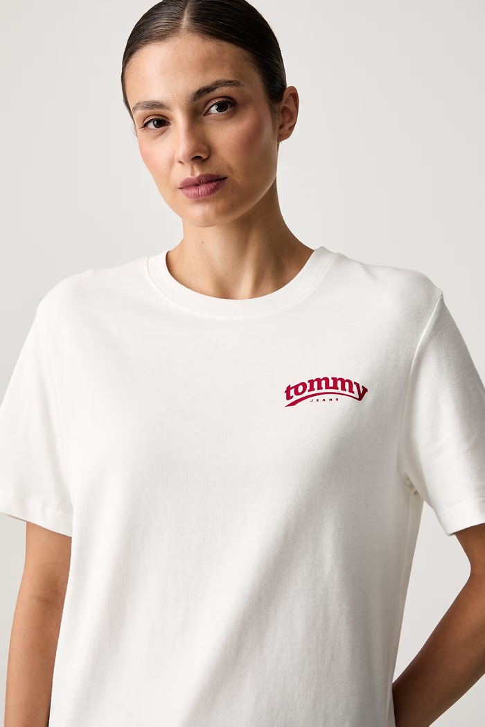 Tommy Jeans kratka majica ženska bombažna bela DW0DW23526