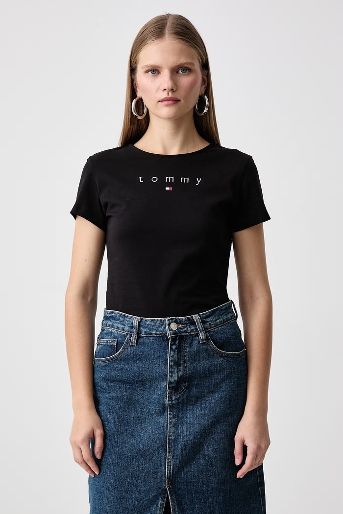 Tommy Jeans T-shirt γυναικείο βαμβακερό μπορντό DW0DW23272