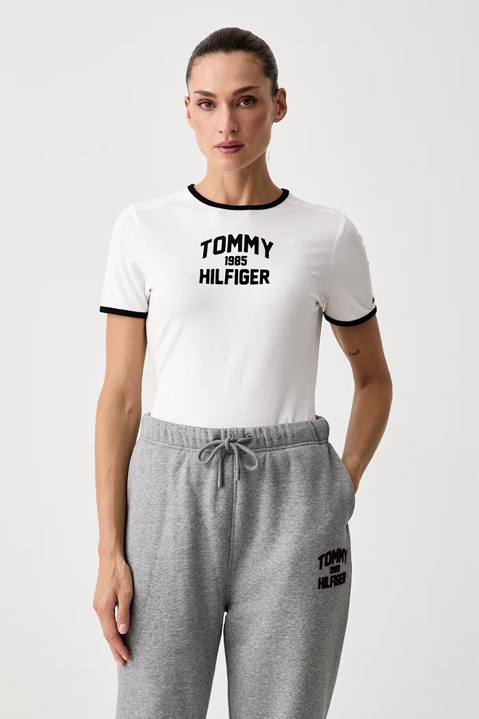 Tommy Hilfiger T-shirt damski bawełniany z elastanem biały WW0WW52363