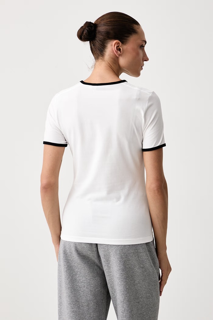 Odzież Tommy Hilfiger T-shirt damski bawełniany z elastanem WW0WW52363 biały