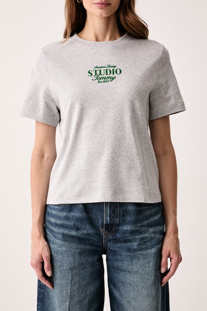 Tričko dámske bavlnené Tommy Hilfiger WW0WW52365 sivá