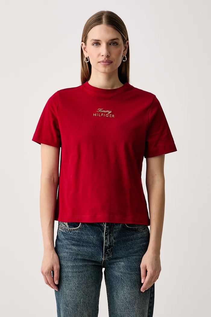 Tommy Hilfiger Basic t-shirt γυναικείο βαμβακερό κόκκινο WW0WW51725