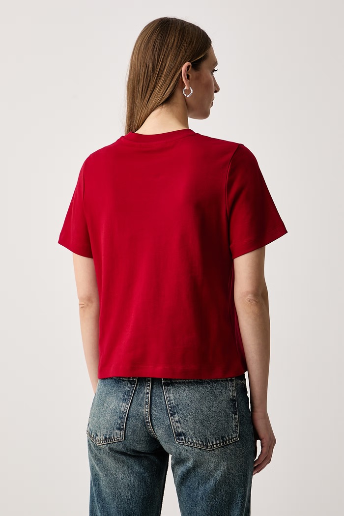 Ρούχα Tommy Hilfiger Basic t-shirt γυναικείο βαμβακερό WW0WW51725 κόκκινο