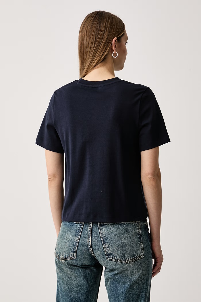 Ρούχα Tommy Hilfiger Basic t-shirt γυναικείο βαμβακερό WW0WW51725 σκούρο μπλε