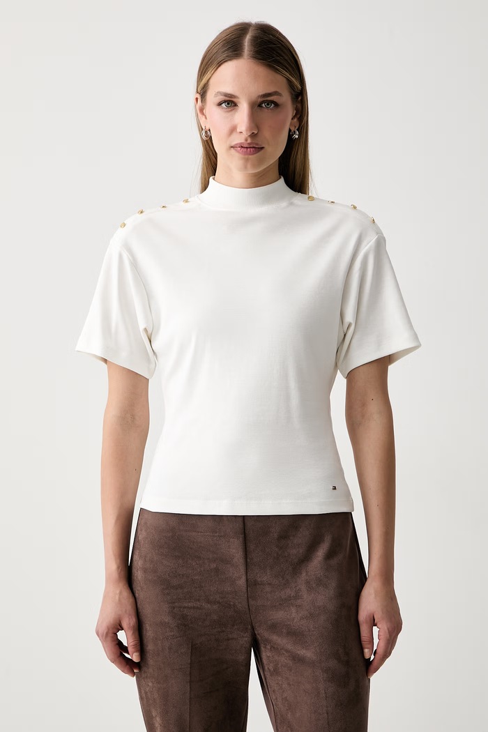 Tommy Hilfiger tričko dámské bavlněné béžová WW0WW52382