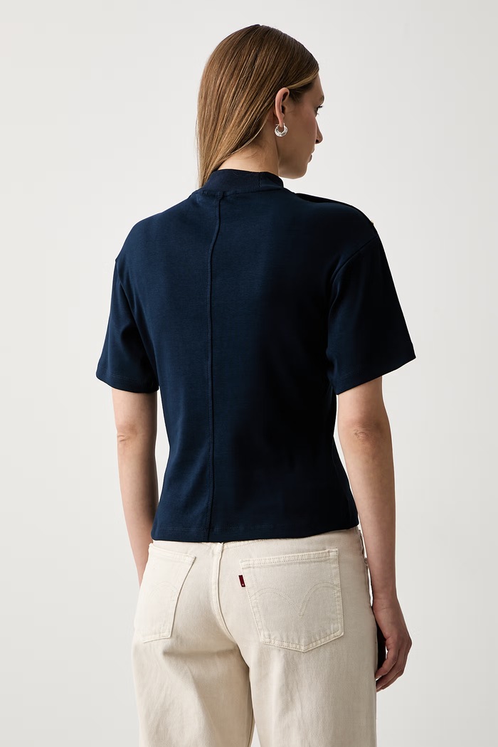 Oblečení Tommy Hilfiger tričko dámské bavlněné WW0WW52382 námořnická modř
