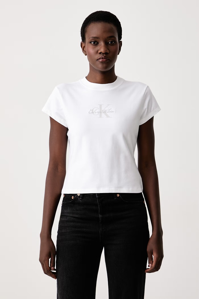 Calvin Klein Jeans Tričko dámske bavlnené s elastanom biela LV047H843G