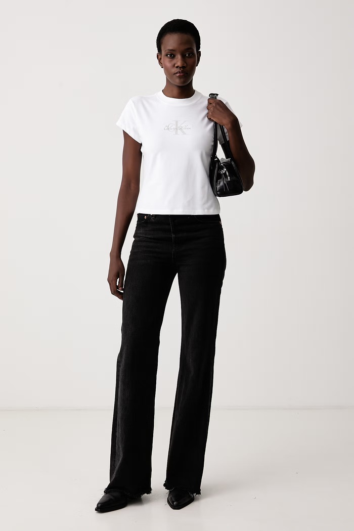 Calvin Klein Jeans Tričko dámske bavlnené s elastanom LV047H843G biela AW26