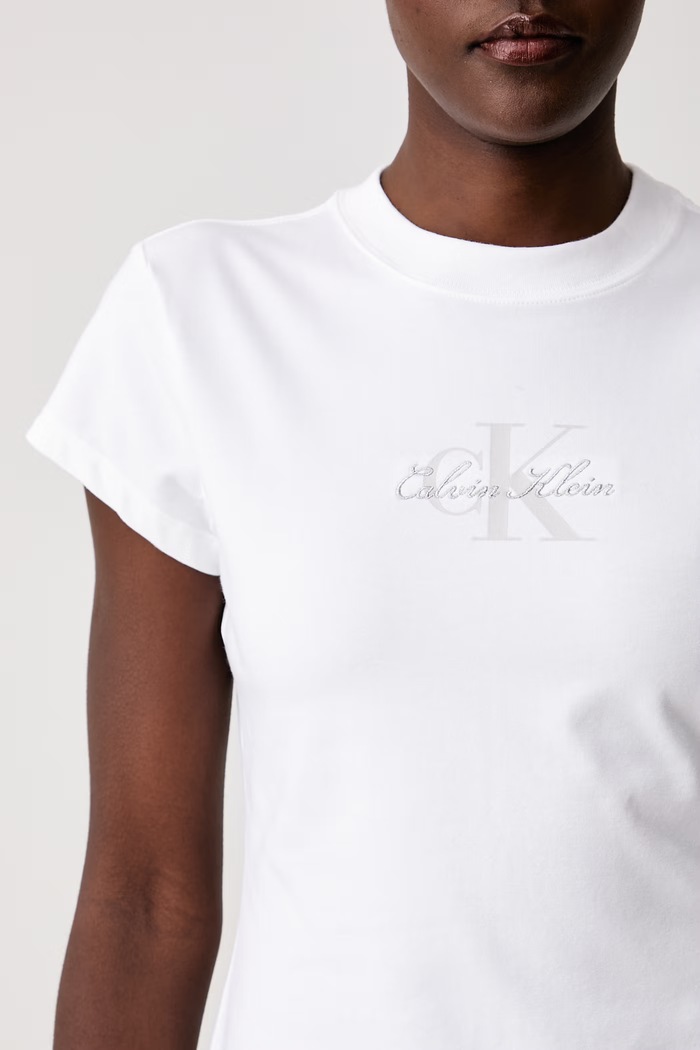 Tričko dámske bavlnené s elastanom Calvin Klein Jeans LV047H843G biela