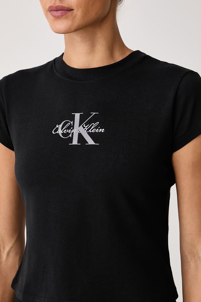Tričko dámske bavlnené s elastanom Calvin Klein Jeans LV047H843G čierna