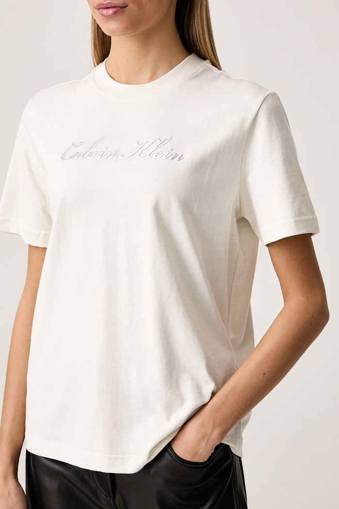 Odzież Calvin Klein Jeans T-shirt damski bawełniany LV047H819G beżowy