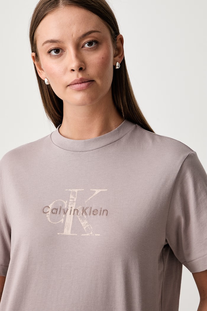Calvin Klein Jeans T-shirt damski bawełniany fioletowy LV047H802G