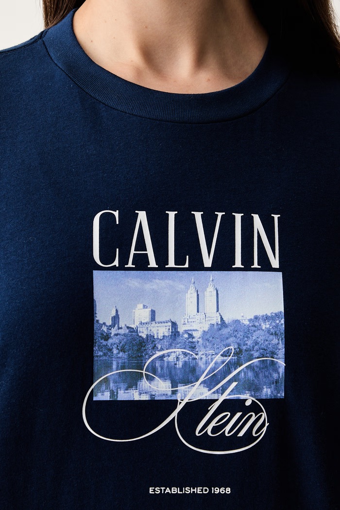 Calvin Klein Jeans T-shirt damski bawełniany LV047H804G granatowy