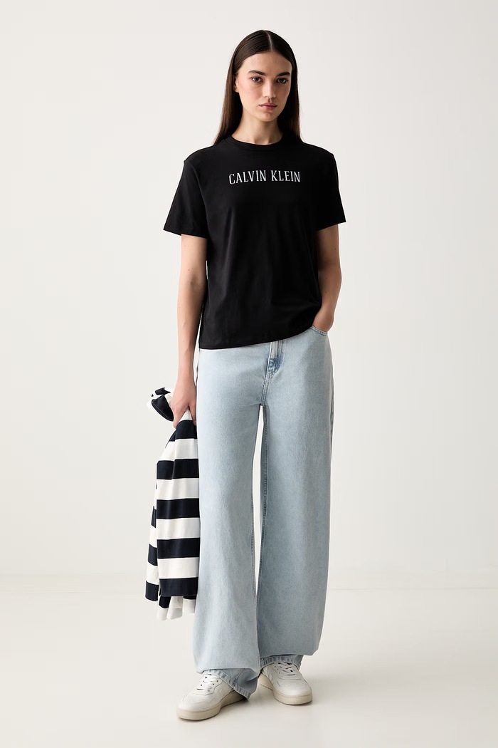 Calvin Klein Jeans T-shirt damski bawełniany LV047H803G czarny AW26