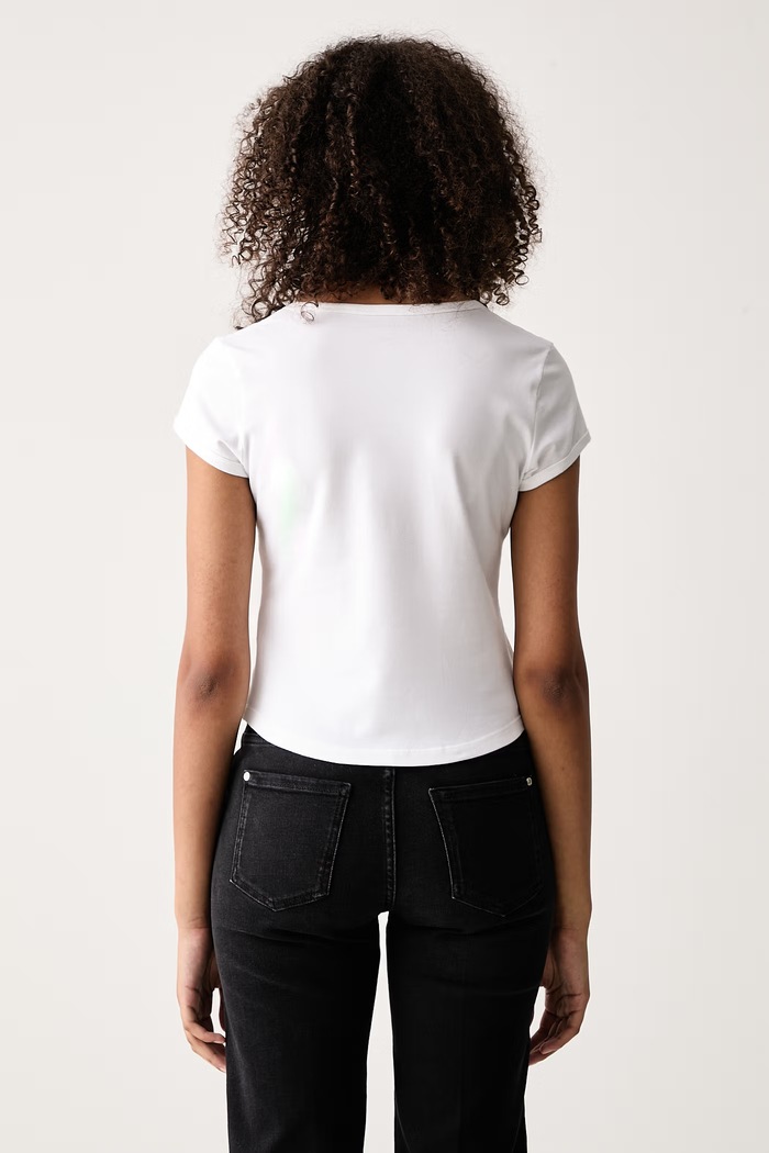 Ρούχα Calvin Klein Jeans T-shirt γυναικείο βαμβακερό με ελαστάν LV047H829G λευκό