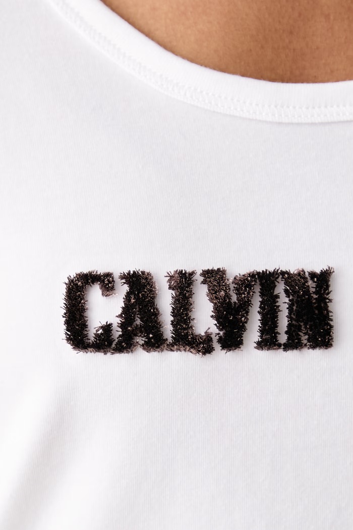 T-shirt γυναικείο βαμβακερό με ελαστάν Calvin Klein Jeans λευκό LV047H829G
